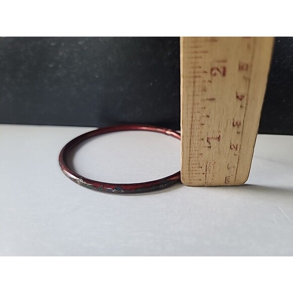 Cloisonne Floral Enamel Bangle Bracelet Vintage - Picture 9 of 10